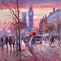 Embankment Bustle by Henderson Cisz - Original Painting on Stretched Canvas sized 15x15 inches. Available from Whitewall Galleries